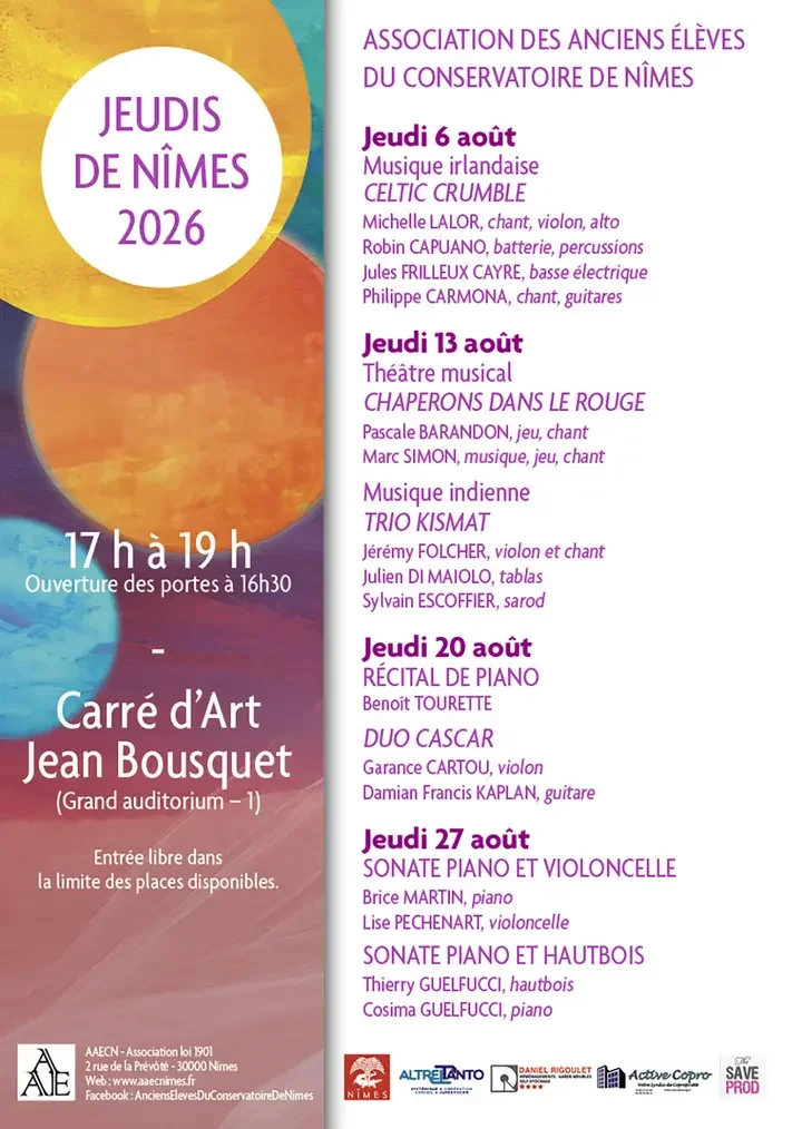 Jeudis de Nîmes : deux duos classiques gratuits le 27 août